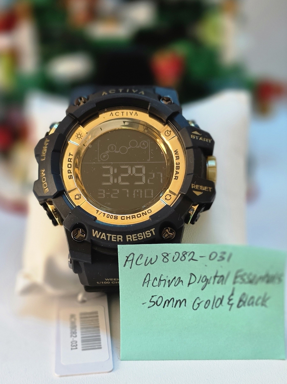Activa Digital Essentials Watch (Model ACW8082-031) — 50mm Gold & Black
